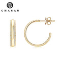 C-Shape Micro Double Row Moissanite Earrings 925 Sterling Silver Pave Setting Ear Jewelry Gift for Women