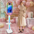 Interactive Mirror Photo Booth Selfie Machine With 15.6 Inch Touch Screen RGB Light Strip Oval Magic Mirror Photobooth for Event