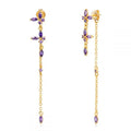Milskye 925 Silver Gold Plated Colored Stones Small butterfly Flower Dangling Stud Earrings for Women
