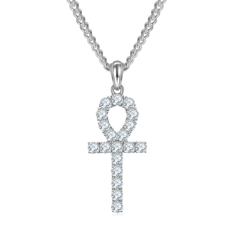Customised 925 Sterling Silver and Gold Plated Moissanite Cross Pendant Personalised Men's Necklace