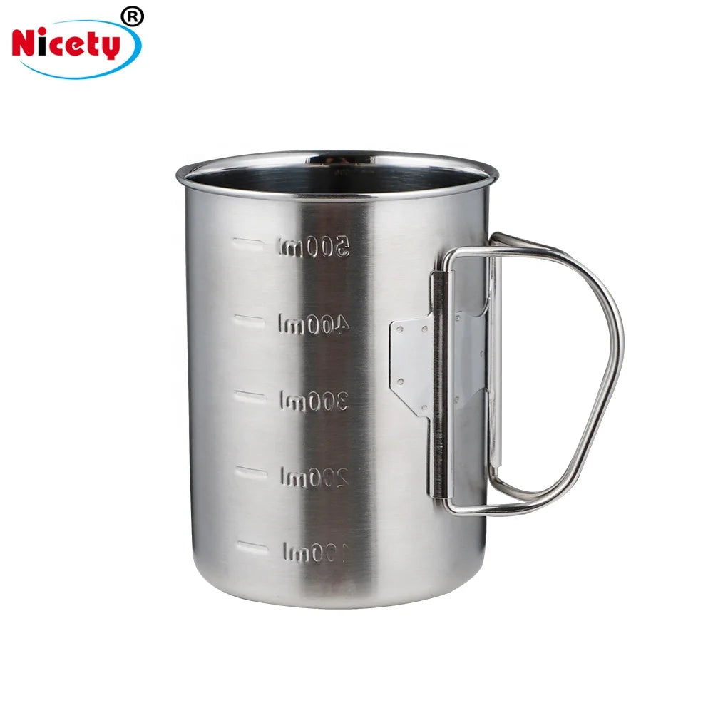 Stainless Steel Hiking Cups Sublimation Camping Mug Stainless Steel Mug with Folding Handle Large Capacity Outdoor Mug for Adult