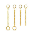 Unique Stainless Steel Double Chain 18k Gold Loop Women Hanging Hoop Earrings