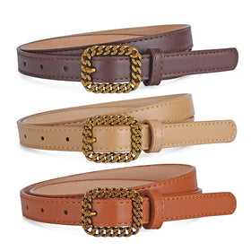 Ladies Vintage Leather Belt Alloy Pin Buckle 1.8cm Width 106cm Length Colorful Alloy Material Cow Hide Wholesale Personality