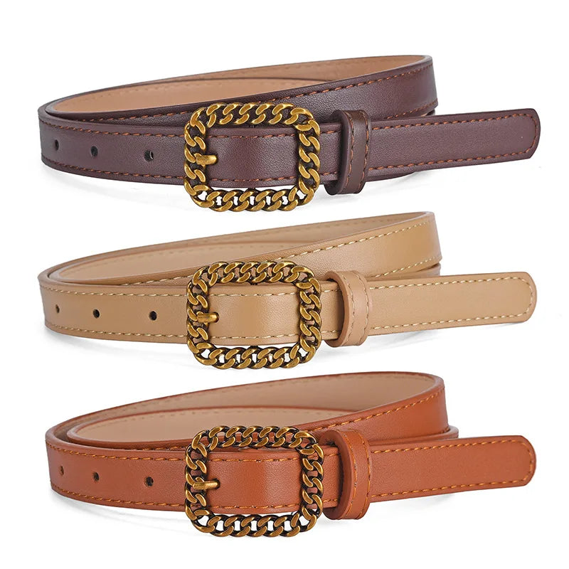 Ladies Vintage Leather Belt Alloy Pin Buckle 1.8cm Width 106cm Length Colorful Alloy Material Cow Hide Wholesale Personality