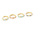 Blue Red Enamel Eyes Shape Gold Plated Hoop Earring Cartilage Lobe Piercing Wedding Gift for Girls Women Huigge