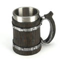Factory American Style 600ml Retro Handmade Wooden Beer Mug with Oak Carving for Party