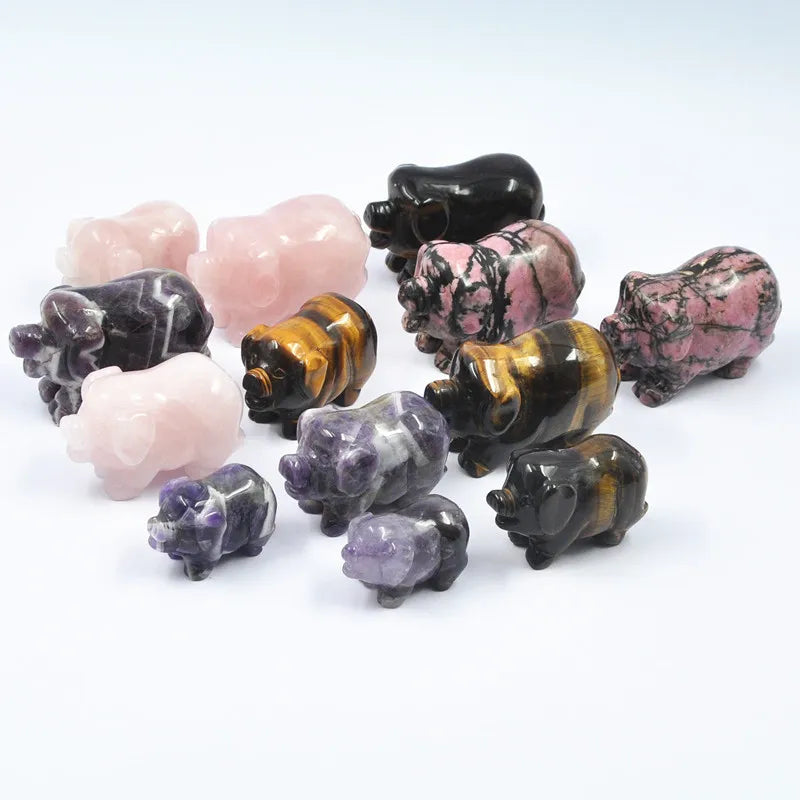 2 Inch Rose Quartz Pig Carving Natural Gemstone Healing Quartz Crystal Pig for Gift