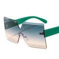 2021 New Trendy Rimless Women Oversized Shades Female Square Sun Glasses Flat Sunglasses