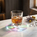 Coolqing Custom LED Light Drink Coaster for Restaurants Battery Powered Plastic Bar Accessories Button Control 10cm Diameter