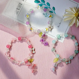 Trendy Handmade Flower Bowknot Bracelet Creative Fashion Popular Adjustable Bead Bracelet Jewelry for Women Girls