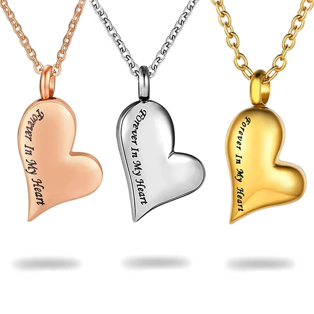 Forever in My Heart Memorial Urn Opens Pet Ash Necklace Titanium Steel Stainless Steel Heart Cremation Urn Jewelry