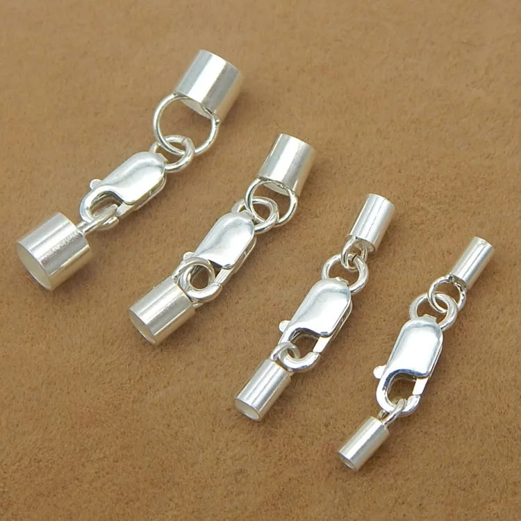High Quality 925 Sterling Silver Oval Lobster Claw Rope Connection Clasps for Leather Cord Bracelets Necklace Jewelry Making