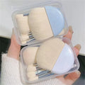 Portable Mini Travel Makeup Brushes Set with Nylon Fan Style Soft PVC Case for Eye Shadow Foundation Powder Eyelash Lip Blush