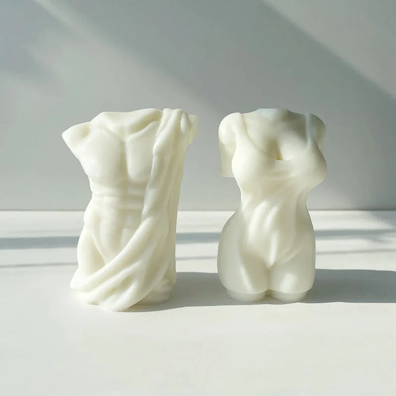 3D Human Torso Cement Wax Mould Plaster Curvy Female Women Man Body Silicone Candle Molds