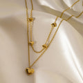 European Hot Sale High Polished Solid Heart Pendant Necklace No Tarnish 18K Gold Stainless Steel Heart Necklace