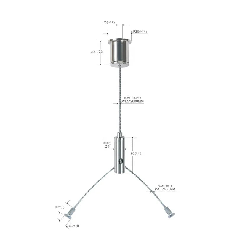 Durable aircraft suspension cable kit stainless steel wire brass cable gripper for hanging system