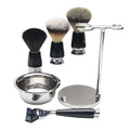 Modern 5-Blade Razor Deluxe Beard Grooming Kit for Men Vintage 4-Piece Wet Shaving Set with Cup Factory Supply