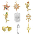 Beimai OEM Charms for Jewelry Making Bowknot Ballet Mermaids Pearl Starfish Shell Copper Inlaid Zircon DIY Jewelry Accessories
