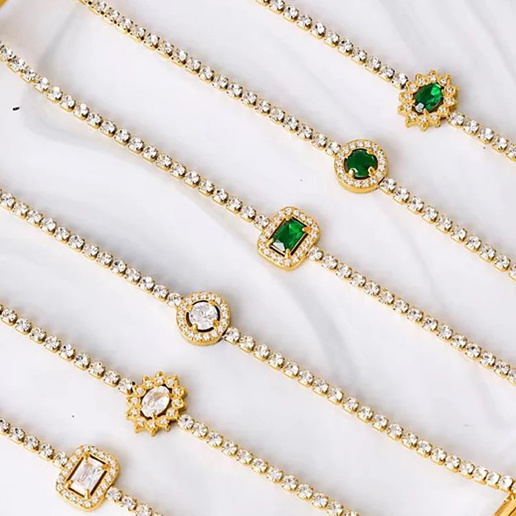 Fatingna Geometric Zircon Bracelet Gold-Plated Fine Beaded Fashion Accessory