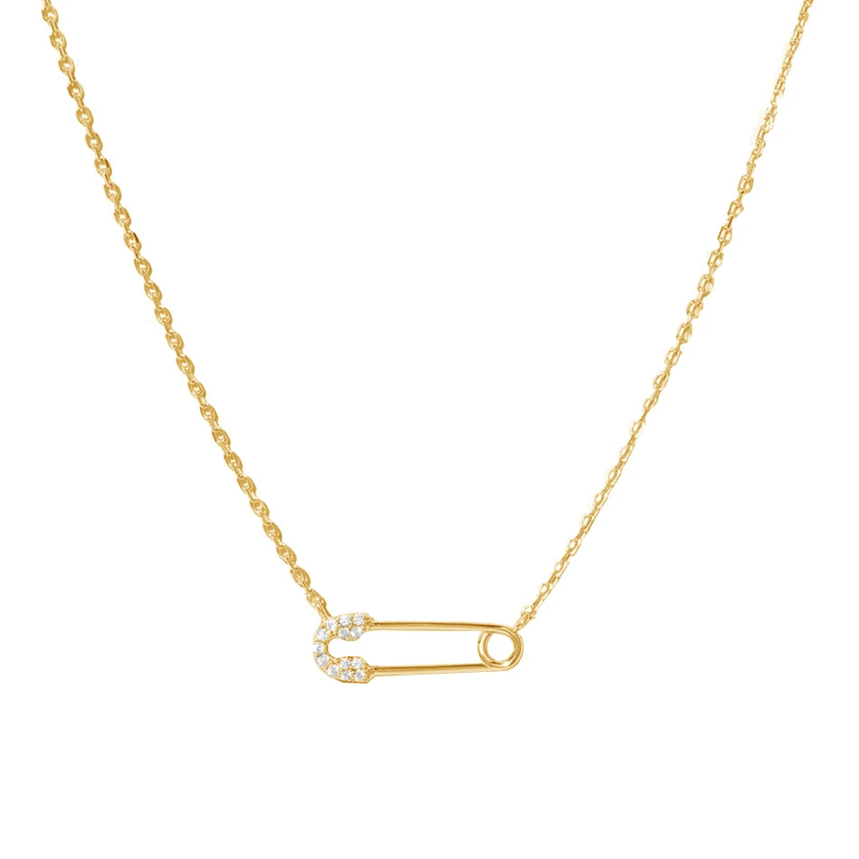 Nagosa Trending Product S925 Sterling Silver 14k Gold Vermeil Cubic Zirconia Pin Pendant Necklace