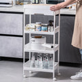 Multifunctional 3-Layer 4-Floor Folding Plastic Storage Rack Bathroom Trolley Cart Hook Sundries Holder Hanger Household Storage