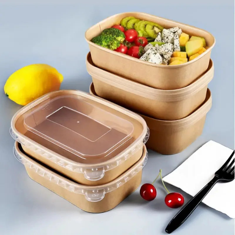 Greentop Customized High-End Eco Disposable Rectangular Lunch Paper Bowl On-Demand Size Options for Salad Take-Out