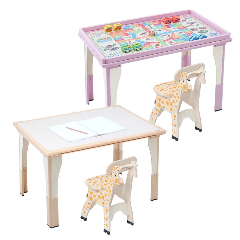 Children Creative Wooden Multifunctional Games Learning Table and Chair Toys Wooden Study Desk for Kids Educational Toys