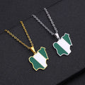 BINSHUO Wholesale Custom Stainless Steel Jewelry Drop Oil Nigeria Nation Map Flag Men Pendant Couples Charm Necklace for Women