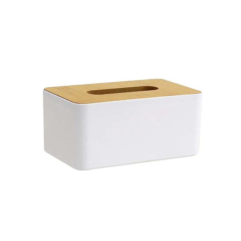 Custom Square Rectangular Tissue Box Cover Rectangular Plastic Tissue Box Holder With Bamboo Wood Lid
