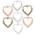 5 Color Alloy Porous Hollow Heart Shaped Charm for Bracelet Necklace Pendant DIY Jewelry Accessories Making 30*27mm A131