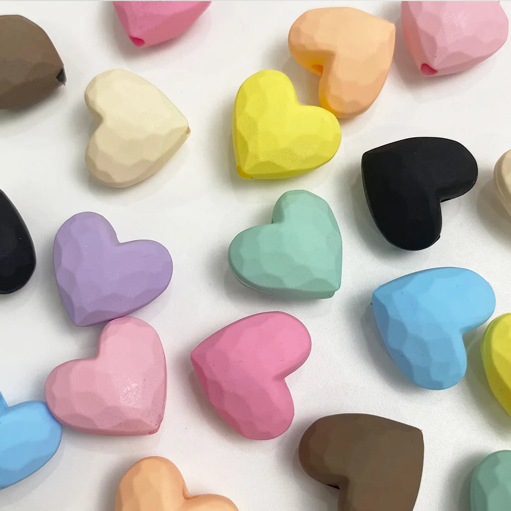 Rubber love Heart Shape Spacer Beads Heart Charms for Jewelry Making