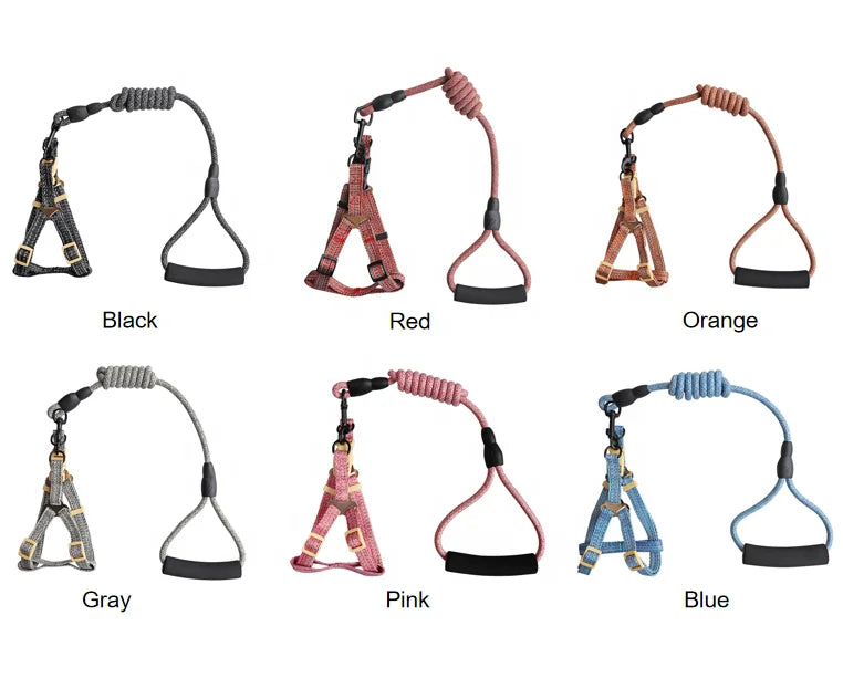 High Quality Fashion Simple Design Polyester Cat Harness with Stretch Leash Colorful Telescopic Pet Walking Harness Set
