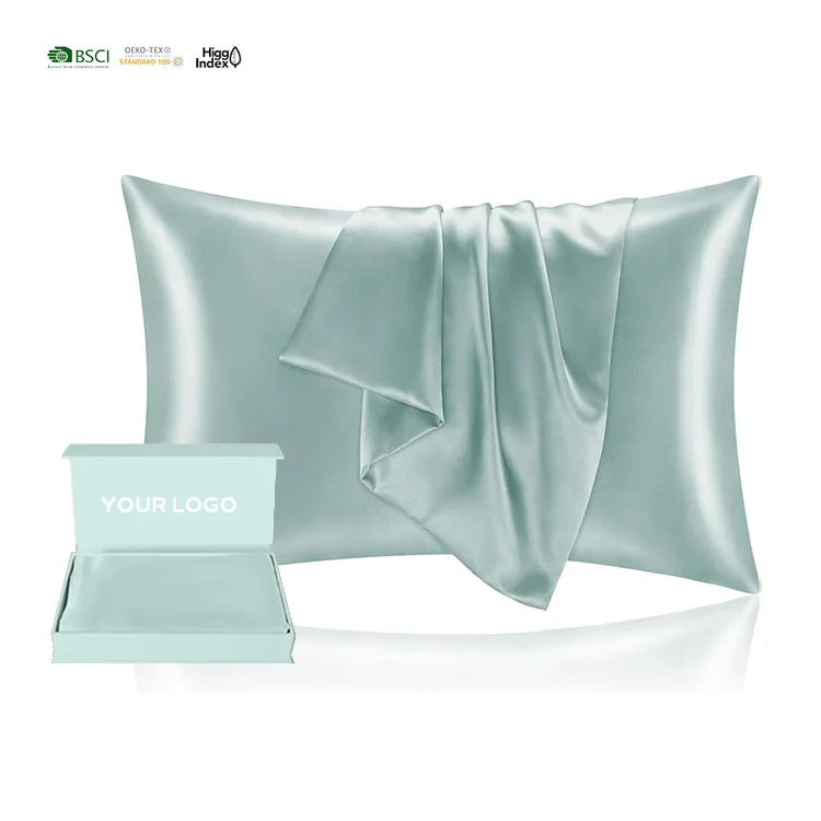 Custom logo Organic 100% Silk Pillow Case in Box Silk Pillow Cover Embroidery Logo Oeko 100% Pure Mulberry Silk Pillowcase
