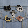 Cartoon Animal Cute Cats Enamel Pins Custom Black Alien Cat Brooches Lapel Badges Metal Hat Pins Wholesale