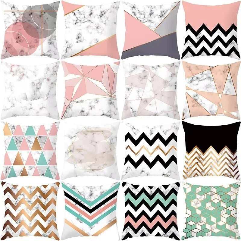 Decorative New Design Soft Hot Sale Modern Marble Geometric Print Throw Pillow Cover
