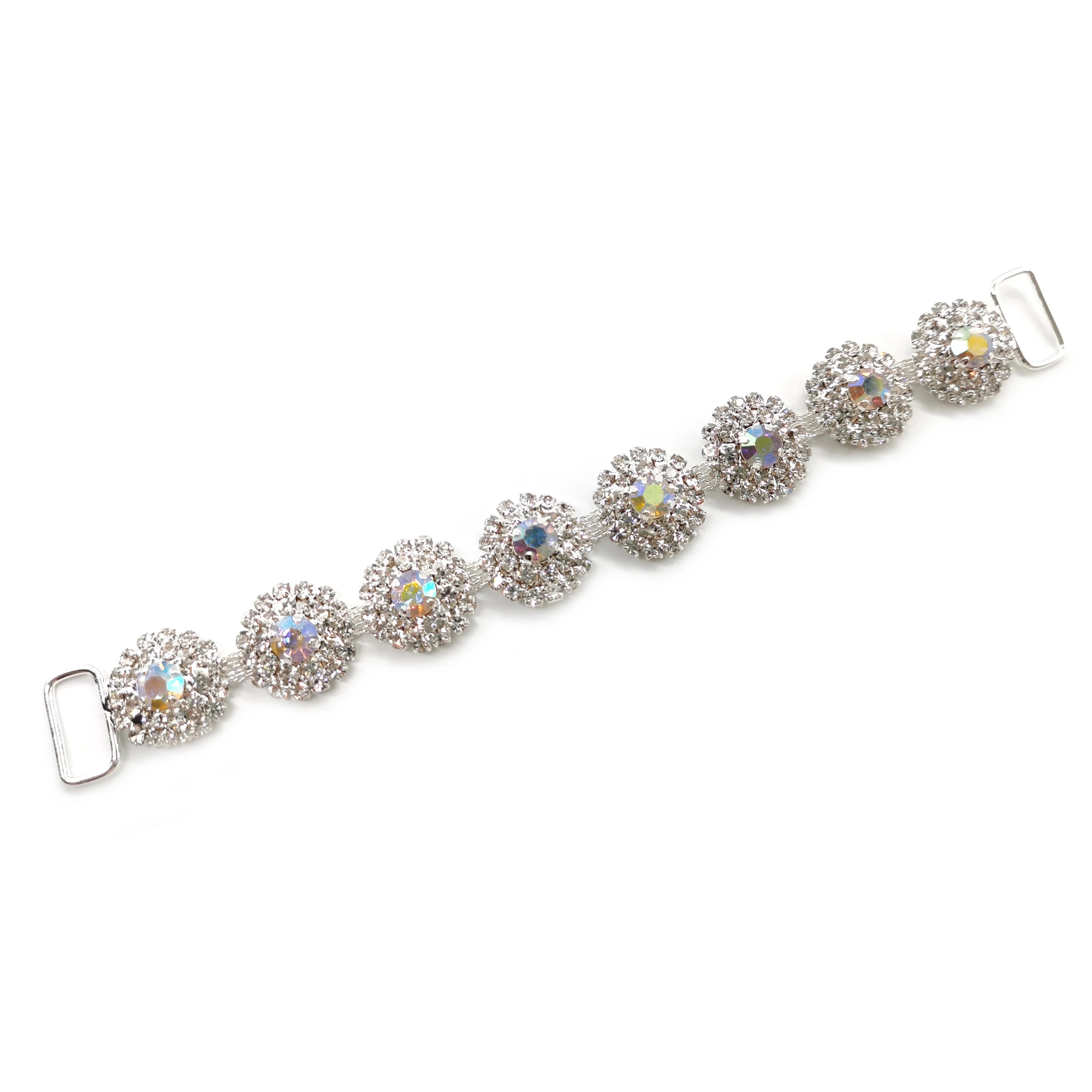 Silver Metal Crystal AB Rhinestone Bikini Connector Rhinestone Connector Swimwear Strap Accessories Wholesale