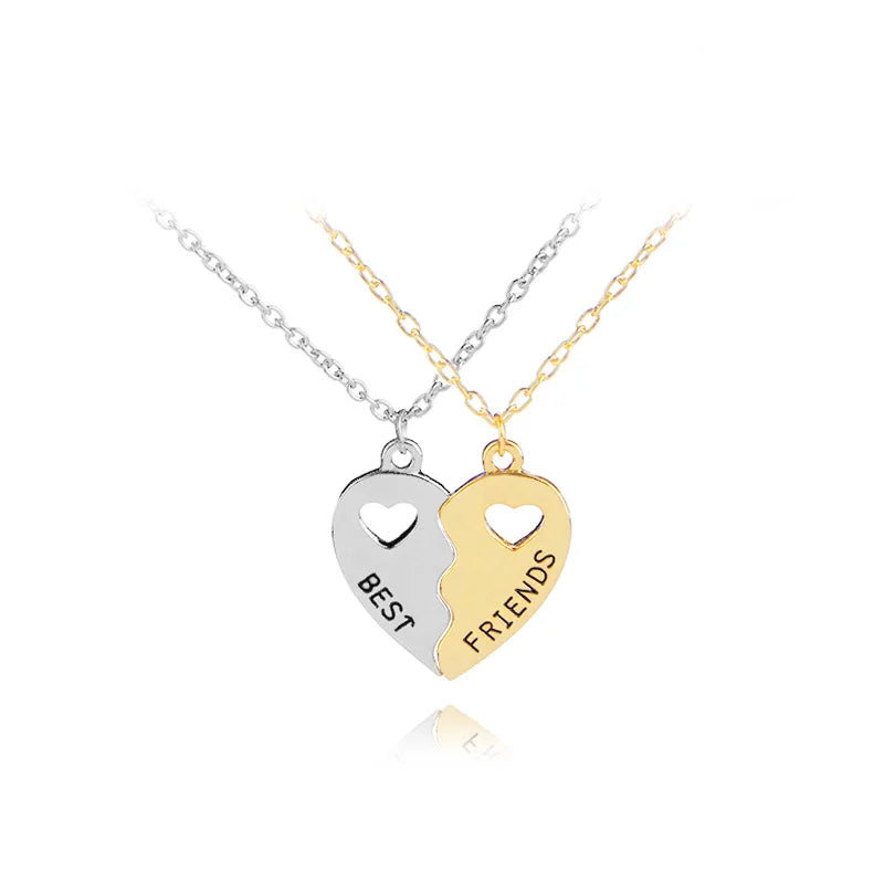 G912 Jewelry Half Matching Heart Hollowed-Out Heart Friendship Necklace Best Friend Necklaces