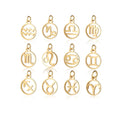 DIY Horoscope Sign 18K Gold Plated Zodiac Stainless Steel Charms 12 Zodiac Pendant for Jewelry Making Bracelet Necklace Pendant