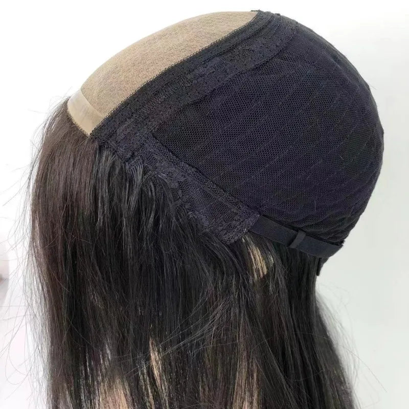 Machine Injected Woman Wig Silk Top 10x13cm 12 Inch Natural Black 100% Density