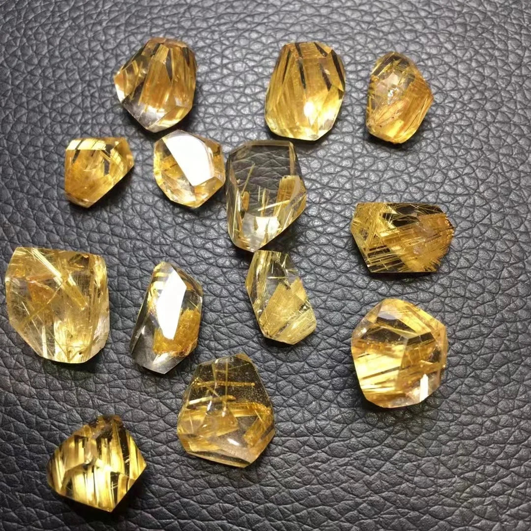 Healing Crystal Advanced Jewelry Material Gold Rutile Quartz Titanium  Free Form for Pendants