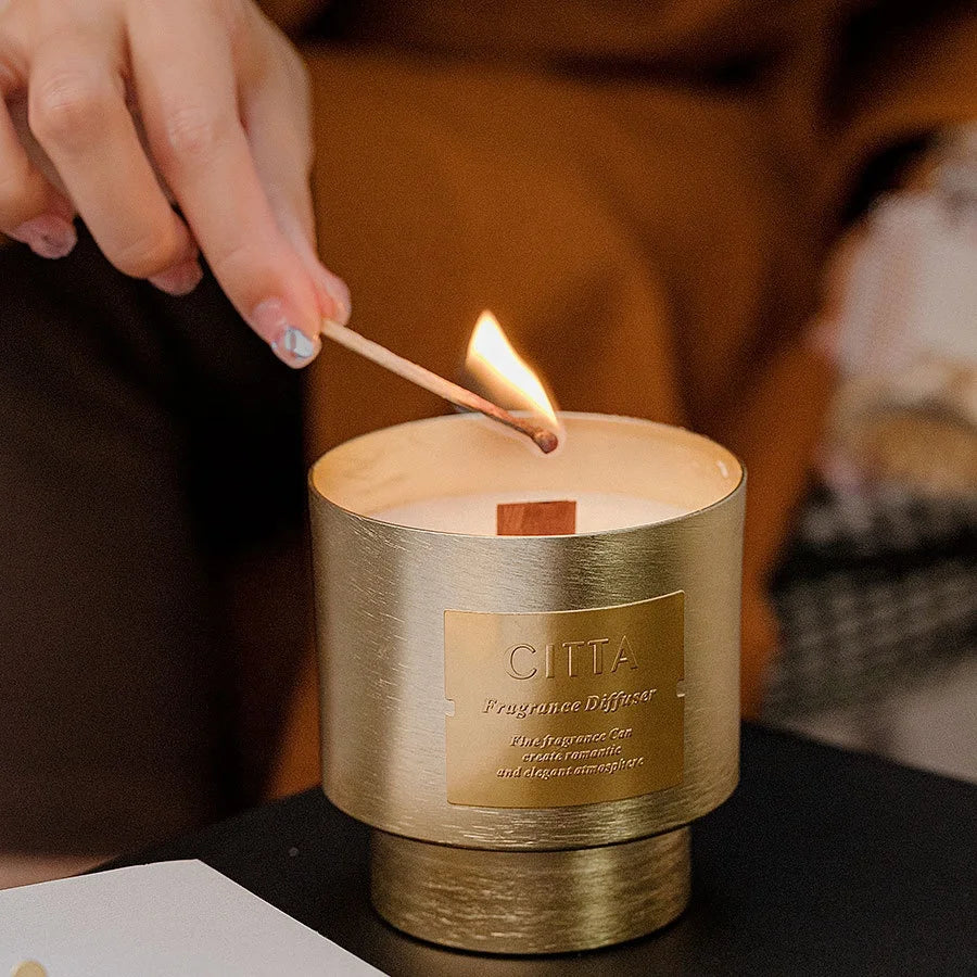 12 oz 48 Hour Burn Customized Handmade Essential Oil Natural Soy Wax Brushed Metal Cup Fragrance Aromatherapy Scented Candles