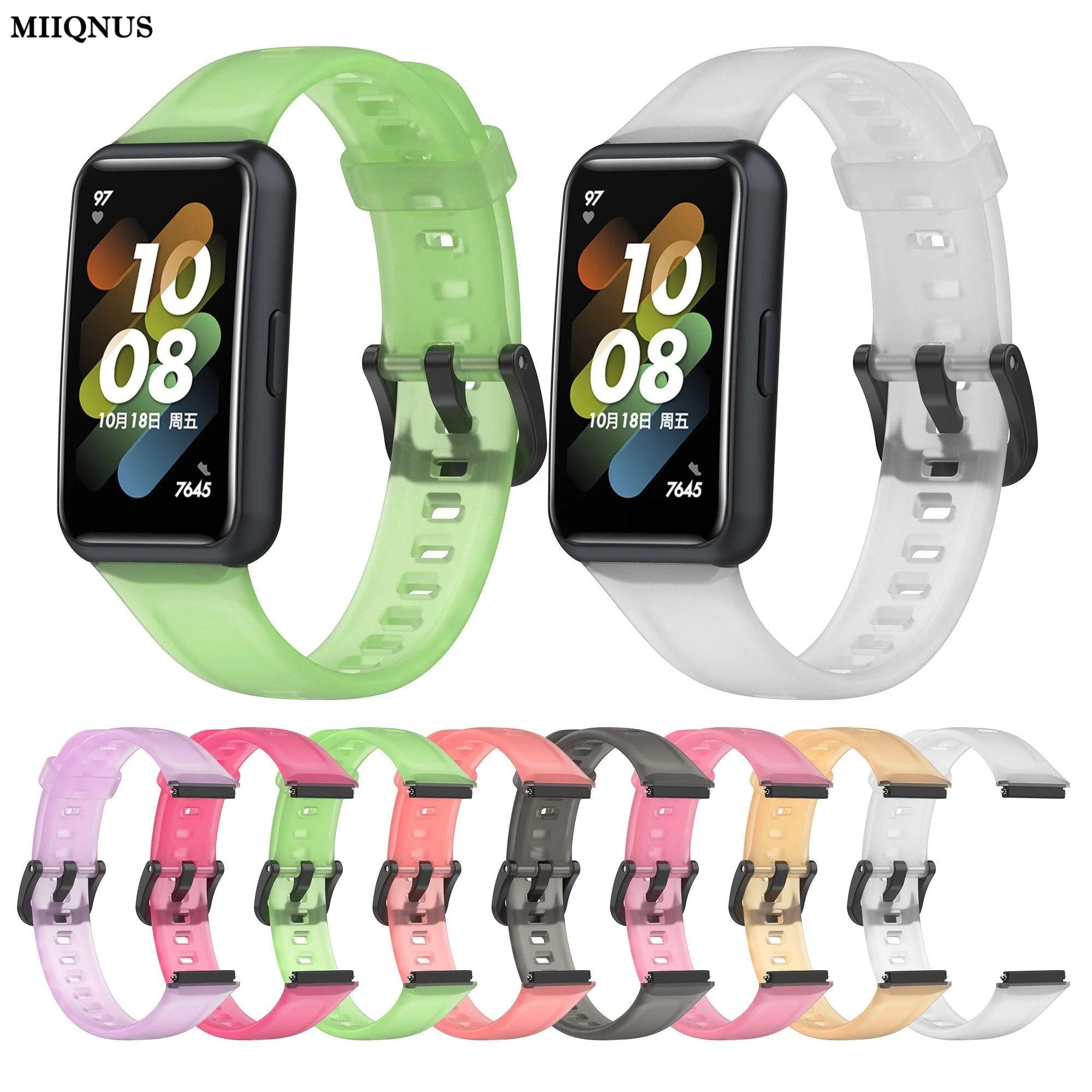 Eraysun  Replacement Transparent Crystal Bracelet Silicone Watch Bands Watchband Accessory Clear Watch Strap for Huawei Band 7