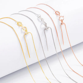 Adjustable Genuine 18k Real Gold Plated Sterling Silver Box Chain 925 Sterling Silver Chain Necklace for Jewelry Making
