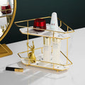 Marbling Gold Rack Holder Two Tiers Display Hanger Rack Cosmetics Display Rack Marble Jewelry Tray