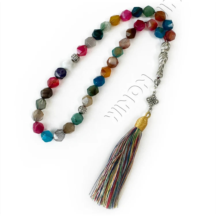 Fashionable Cheap Gold Plated Islamic Agate Prayer Beads Misbaha Custom Orthodox Unisex Necklace