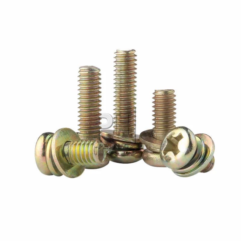 Color Zinc PM Three Cross Round Color Pan Head Combination Screws