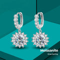 Custom GRA  Real 1 2 CT Wedding Diamond Moissanite Sun Flower Hoop Drop Earring 925 Sterling Silver Fine Jewelry Set Women