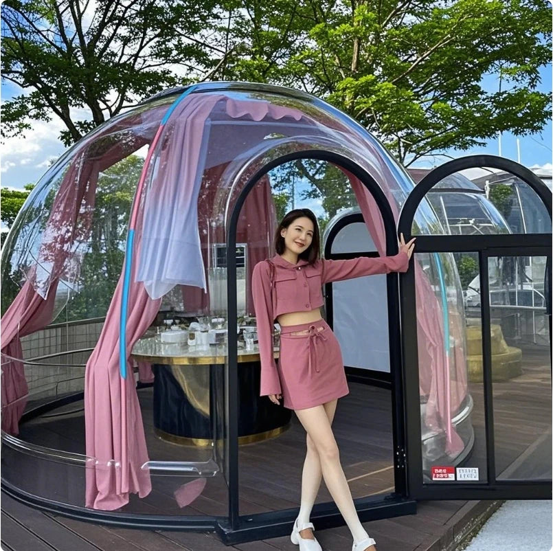 Full House Geodesic Dome Glamping Bubble Tent for Outdoor Campsites and Gardens Polycarbonate Cover Dome House