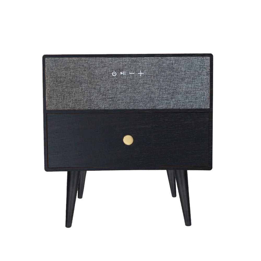 HOMEMORE Modern Smart Multifunctional Wooden Wireless Charging Bluetooth Speaker Bedside Table for Bedroom Living Room Furniture