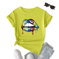 2025 Women's Loose Crew Neck Short Sleeve Eco-Friendly Logo Graphic T-Shirts Solid Lips Print Quick Dry Breathable Casual